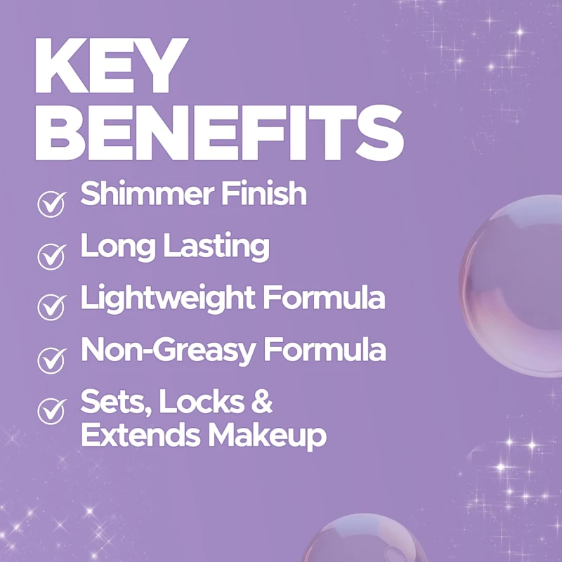 Hilary Rhoda Shimmer Stay Makeup Fixer | Infused with Aloe Vera | Cruelty-Free & Vegan | Keeps Makeup Intact | Hydrates, Soothes & Refreshes Skin - 80ml (Silver - Shade 03) - Thumbnail 5